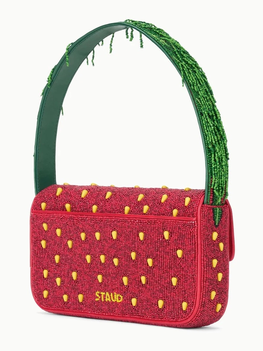 NWT Staud Beaded Tommy Shoulder Bag Strawberry Dream - Picture 15 of 16